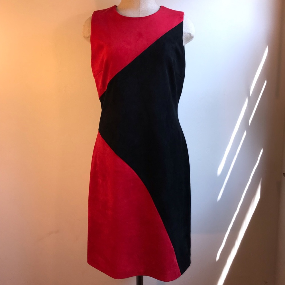 NWT Faux Suede Color Block Dress Calvin Klein